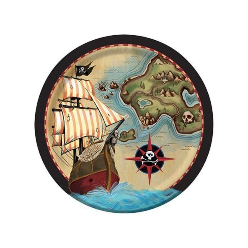 PIATTI CM.23 PZ.8 PIRATE'S MAP EAN 0039938217556 INGROSSO PIATTI PER PARTY