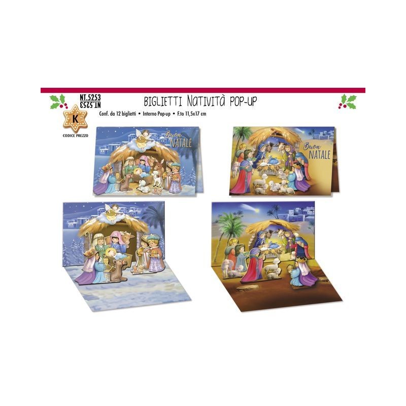 BIGLIETTI NATALE POP-UP C.12 EAN 8001608352531 INGROSSO BIGLIETTI NATALIZI