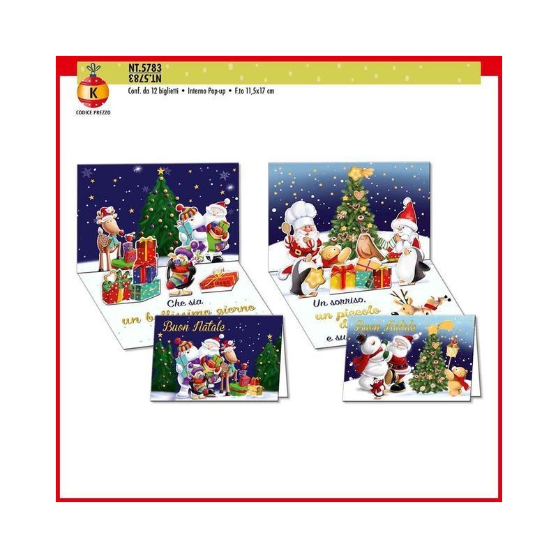 BIGLIETTI NATALE NT.5783 C.12 EAN 8001608357833 INGROSSO BIGLIETTI NATALIZI