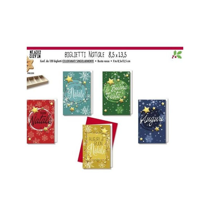 BIGLIETTI NATALE 8,5X13,5 NT.6312 C.120 EAN 8001608363124 INGROSSO BIGLIETTI NATALIZI