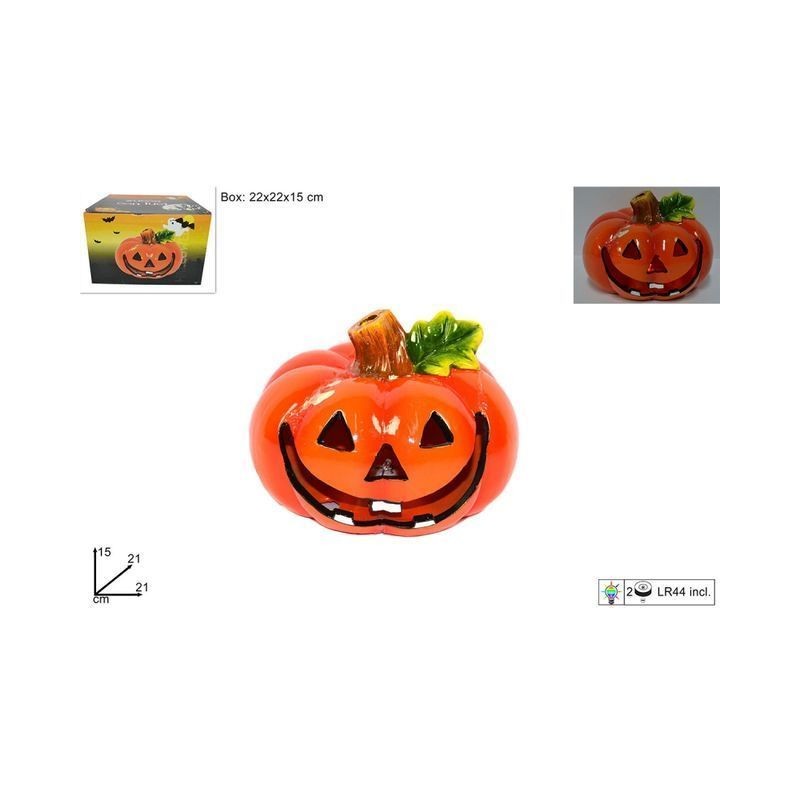 ZUCCA RUGOSA C/LUCE DIAM.CM.23 (BATT.INC EAN 8004761077891 INGROSSO DECORAZIONI HALLOWEEN