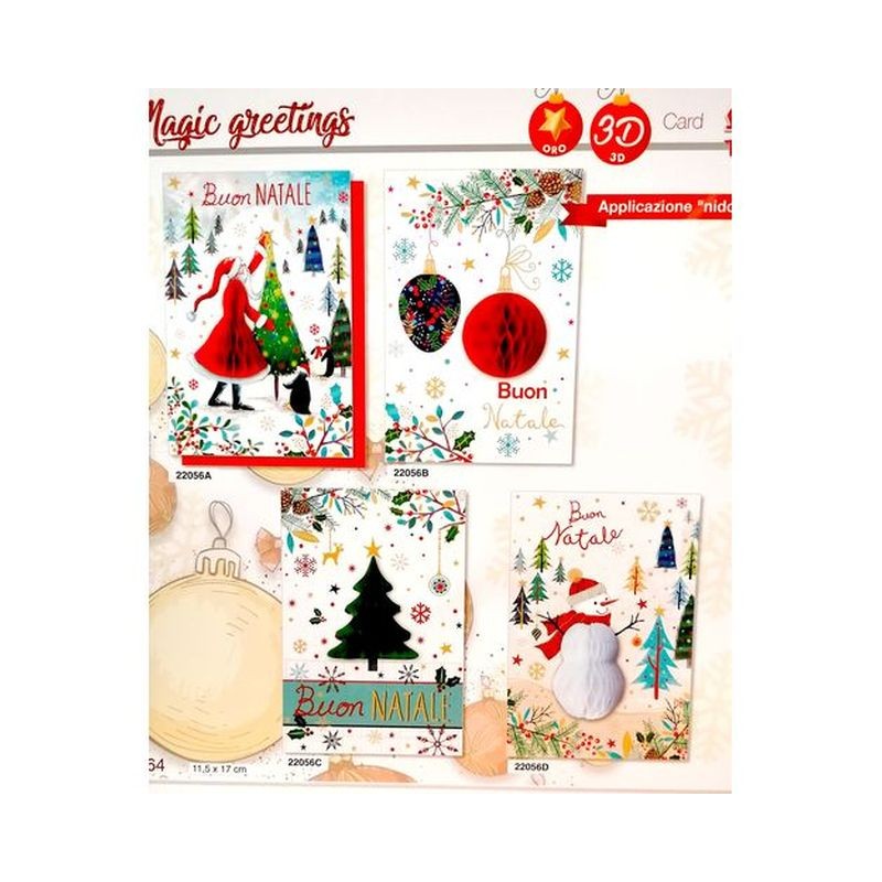 BIGLIETTI NATALE MAGIC GREETINGS C.12 EAN 8009572123218 INGROSSO BIGLIETTI NATALIZI