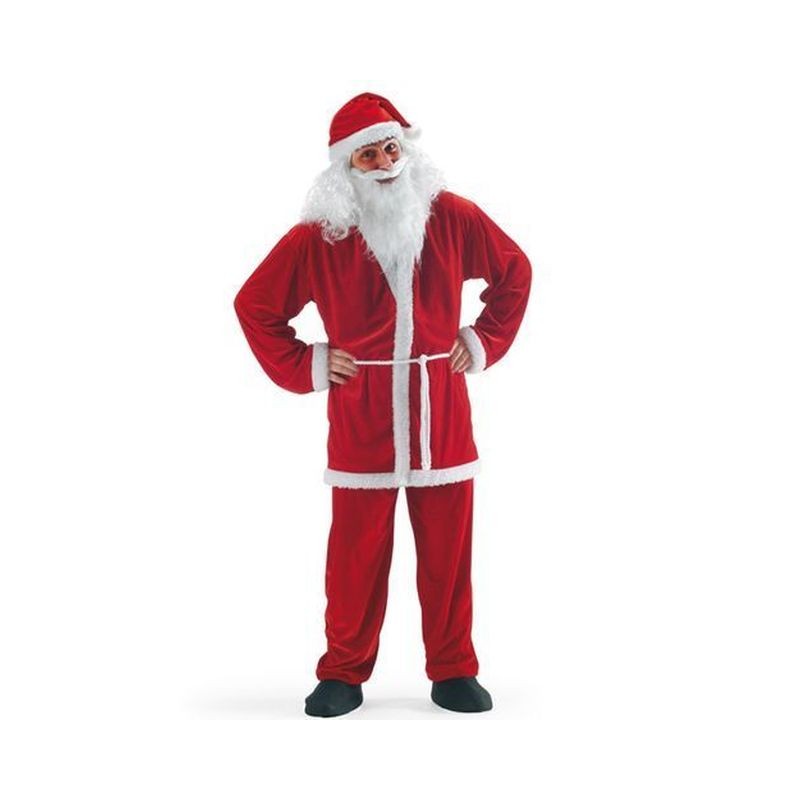 COSTUME BABBO NATALE IN CINIGLIA CON CINTURA CAPPELLO E BARBA EAN 8004761270001 INGROSSO COSTUME BABBO NATALE ADULTI