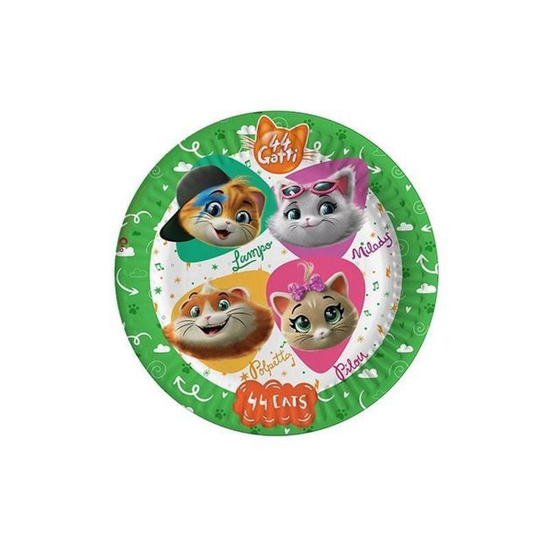 PIATTI CARTA 44 GATTI CM 23 8PZ EAN  INGROSSO PIATTI PER PARTY