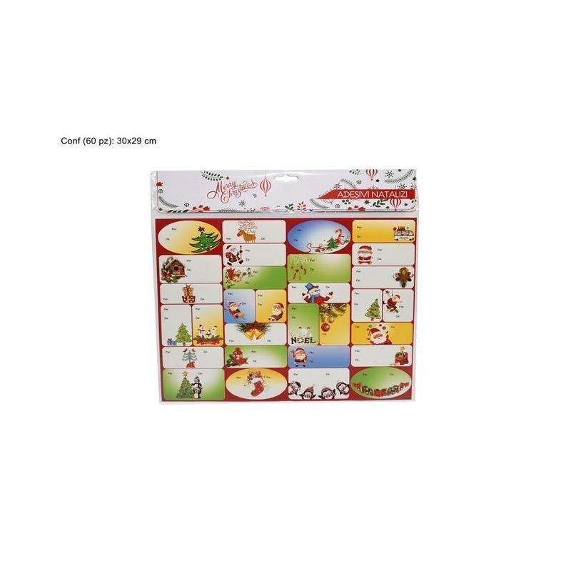 ADESIVI PER PACCO REGALO 72PZ 33X29CM EAN 8033113044533 INGROSSO BIGLIETTI NATALIZI