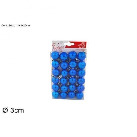 PALLINE CM.3 BLU BOX 24PZ EAN 8033113099120 INGROSSO PALLINE DI NATALE E PUNTALI