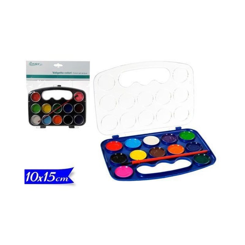VALIGETTA 12 COLORI 10X15CM C/PENNELLO EAN 8032732239535 INGROSSO ACQUARELLI