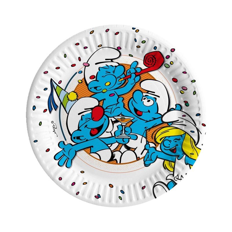 PIATTI CARTA CM.18 PZ.8 PUFFI COMPOST. EAN  INGROSSO PIATTI PER PARTY