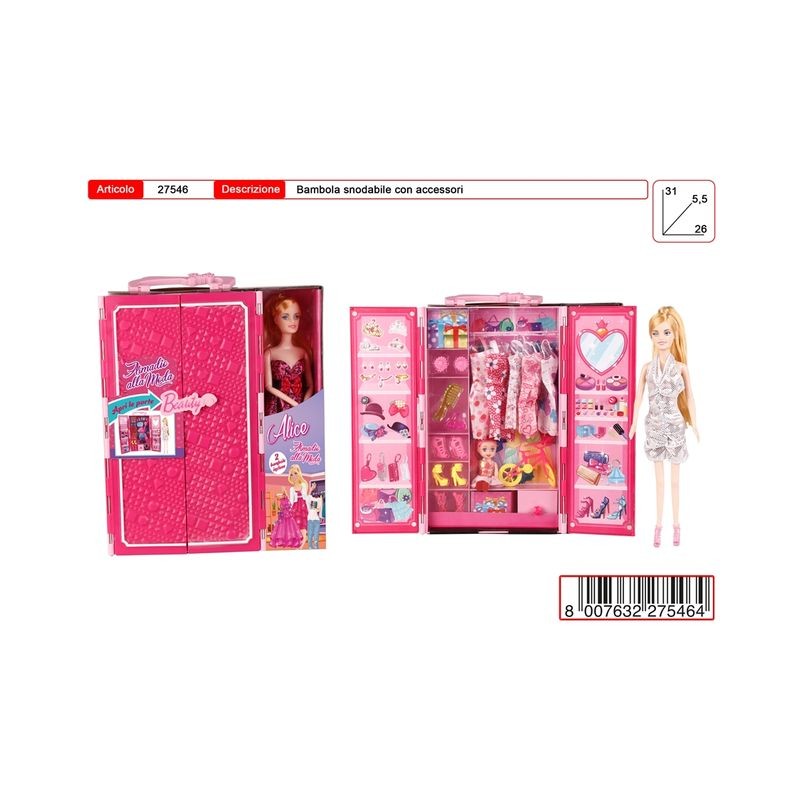 ARMADIO CON BAMBOLA EAN 8007632275464 INGROSSO BAMBOLE ECONOMICHE