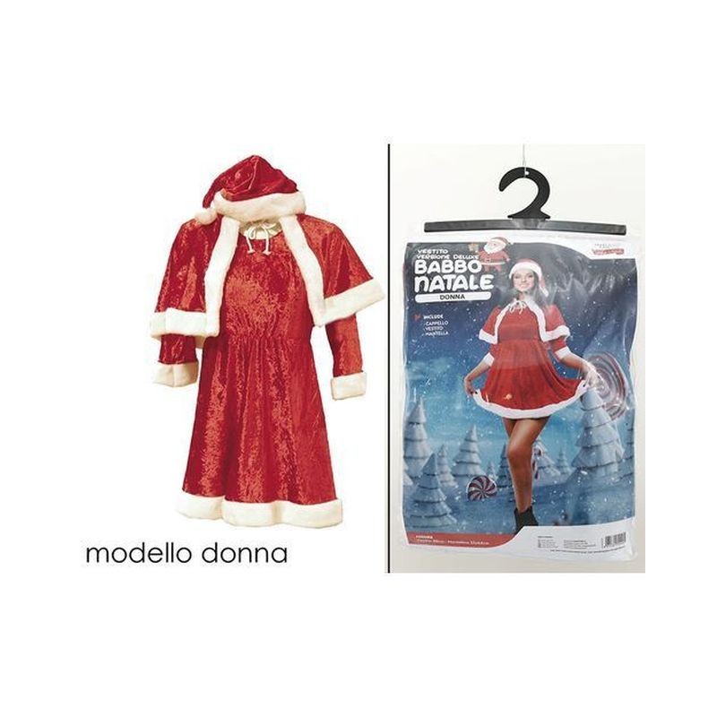 ABITO BABBO NATALE DONNA 3PZ CORTO EAN 8015361304560 INGROSSO COSTUME BABBO NATALE ADULTI