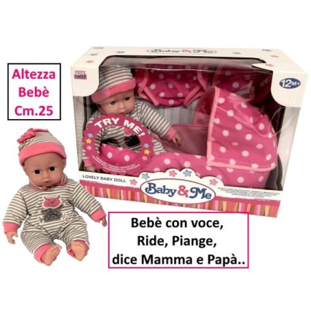 BEBE' CON PORTENFANT C/VOCE EAN 8010362399973 INGROSSO BAMBOLE ECONOMICHE