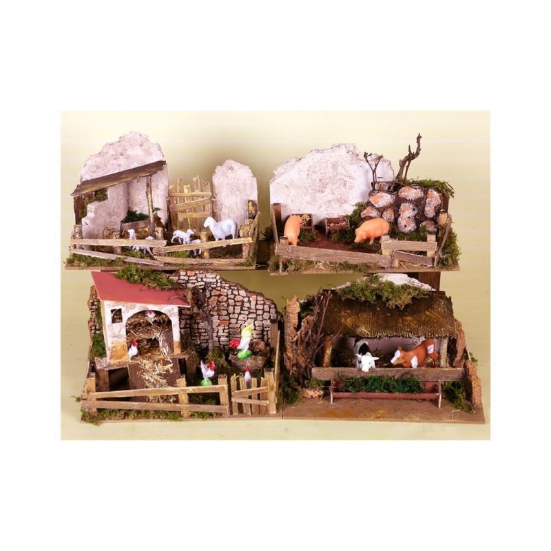 RECINTO CON ANIMALI CM. 20X14X11 CON VER SO (4 MOD.) EAN 8018623854179 INGROSSO ACCESSORI PER IL PRESEPE