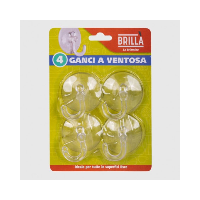 GANCIO A VENTOSA TRASPARENTI 4 PZ EAN 8000061058417 INGROSSO VITI E CHIODI