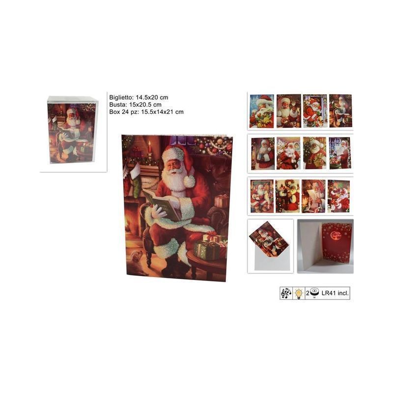 BIGLIETTO AUGURI C/MUSICA BABBO NATALE S EAN 8033113684159 INGROSSO BIGLIETTI NATALIZI
