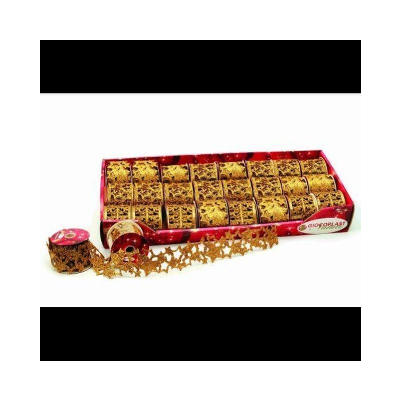 RIBBON GLITTER LASER ORO 3 SOGG EAN 8004927096162 INGROSSO NASTRI NATALIZI PER ADDOBBO