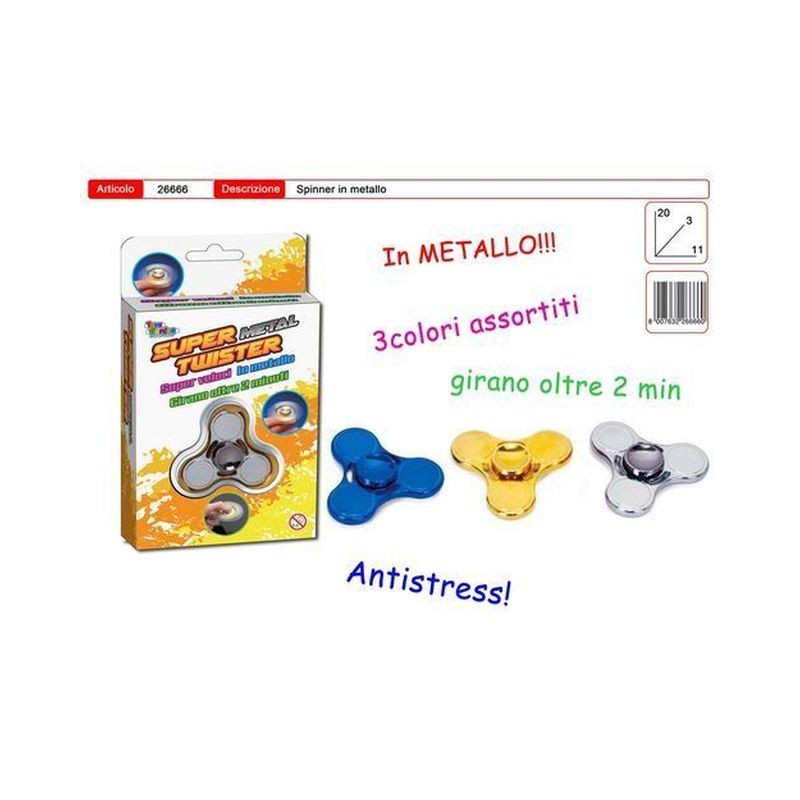 SPINNER METALLO TRIPLO 20X3X11CM +3ANNI EAN 8007632266660 INGROSSO GIOCATTOLI