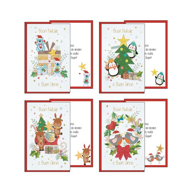 BIGLIETTO NATALE ANIM. PANNOLENCI ORO/GL EAN 8009162354381 INGROSSO BIGLIETTI NATALIZI