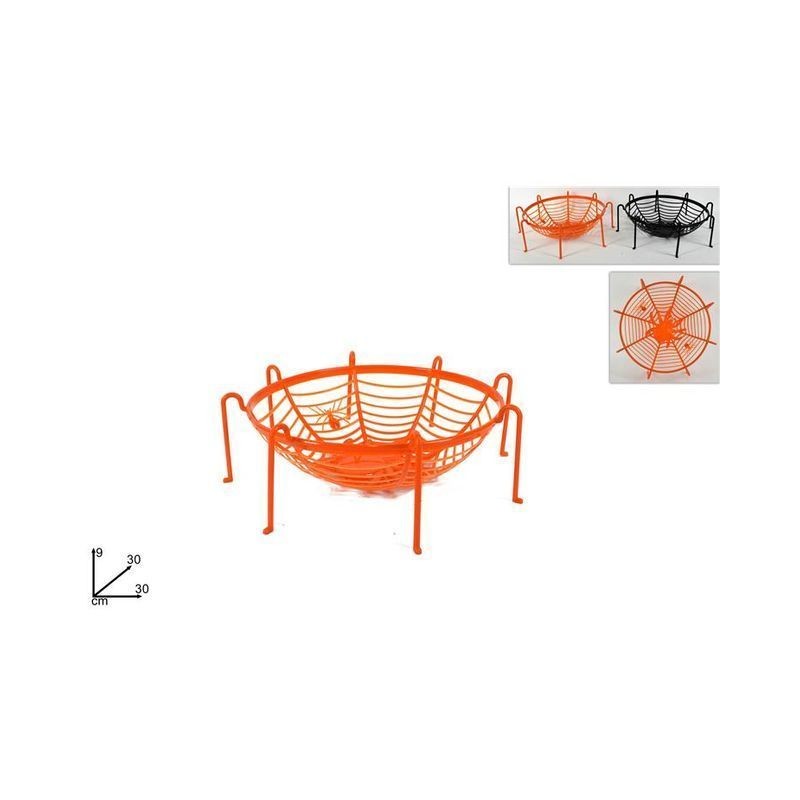 CESTO RAGNO PLASTICA 2 COLORI 30X30X9CM EAN 8033113745607 INGROSSO ACCESSORI HALLOWEEN TAVOLA
