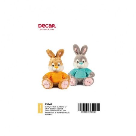BUNNY L60CM 2 COL.ASS C/TSHIRT EAN 8009549257427 INGROSSO PELUCHE MORBIDOSI
