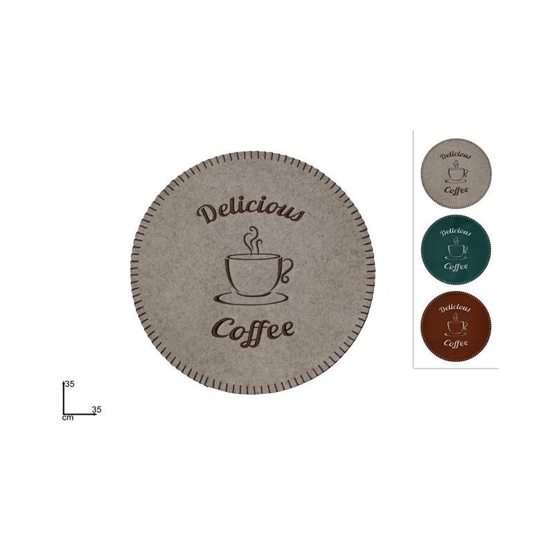 TOVAGLIETTA TONDA FELTRO 35CM COFEE 3COL EAN 8034048624388 INGROSSO TOVAGLIE DA TAVOLA