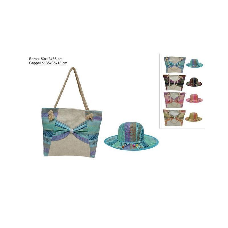 BORSA + CAPPELLO MARE IN PAGLIA FANTASIA EAN 8034048631898 INGROSSO BORSE MARE