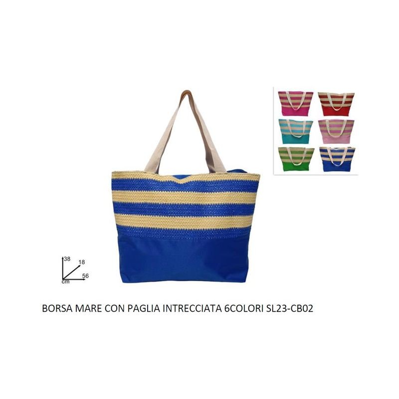 BORSA MARE CON PAGLIA INTRECCIATA 6 COLO EAN 8034048636534 INGROSSO BORSE MARE