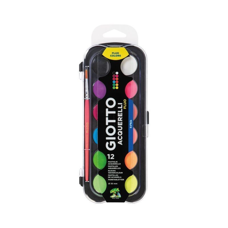 SCAT 12 GIOTTO ACQUARELLI FLUO EAN 8000825056123 INGROSSO ACQUARELLI