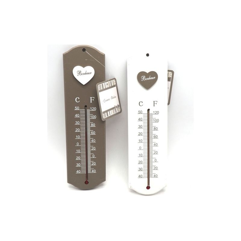 TERMOMETRO RETTANG. MDF C/CUORE BONHEUR EAN 8021029765567 INGROSSO OGGETTISTICA VARIA