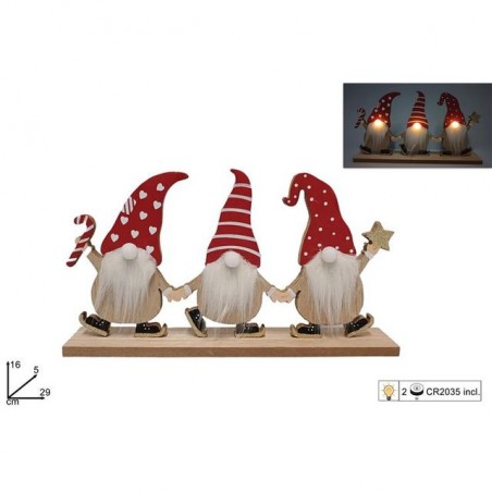 INGROSSO TRIS GNOMI LEGNO CON LU