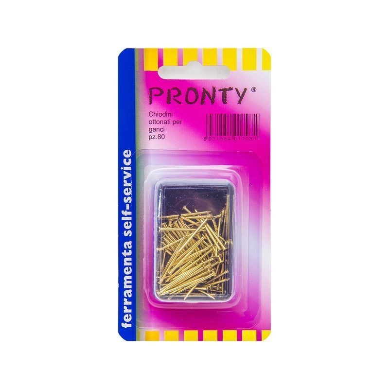 CHIODINI OTTONATI PER GANCI 80PZ EAN 8031554017031 INGROSSO VITI E CHIODI