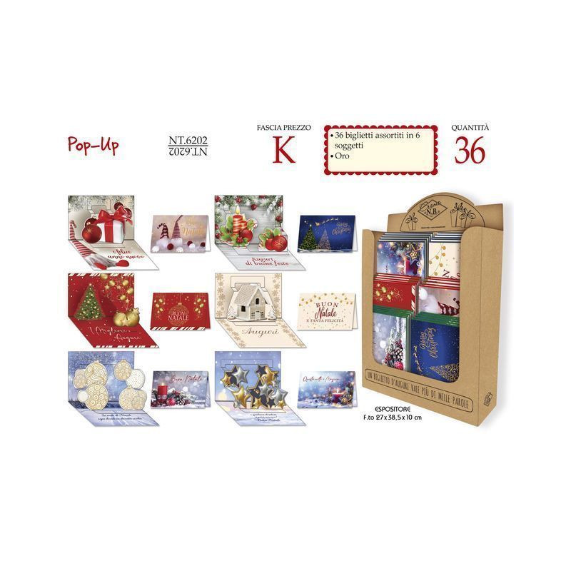BIGLIETTI NATALE POP UP NT.6202 EAN 8001608362028 INGROSSO BIGLIETTI NATALIZI
