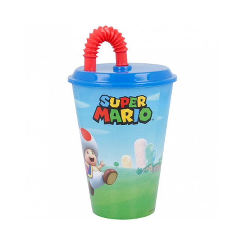 BICCHIERE C/CANN. 430ML SUPER MARIO EAN 8412497214303 INGROSSO ACCESSORI PRIMA INFANZIA