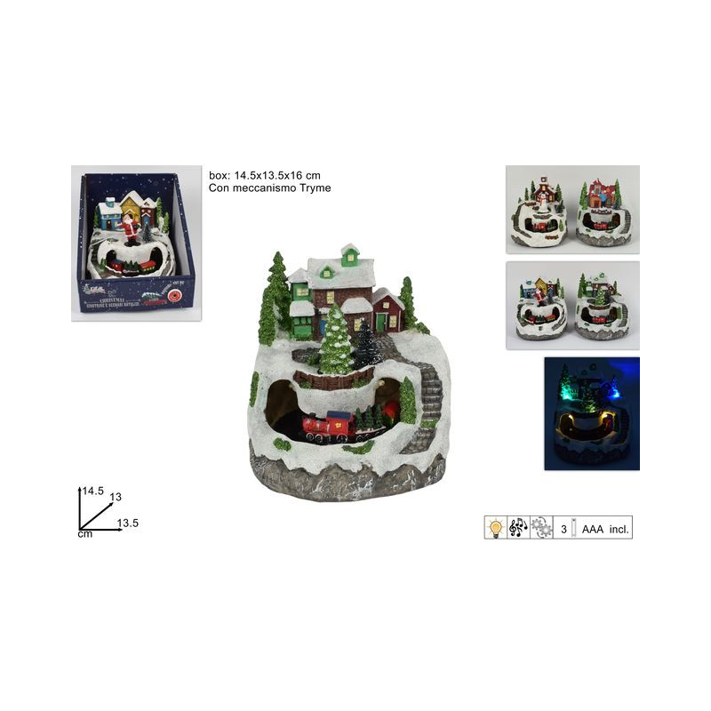 SCENARIO NATAL. VILLAGGIO C/TRENO LUCI EAN 8033113997068 INGROSSO PAESAGGI  E DECORAZIONI IN MOVIMENTO